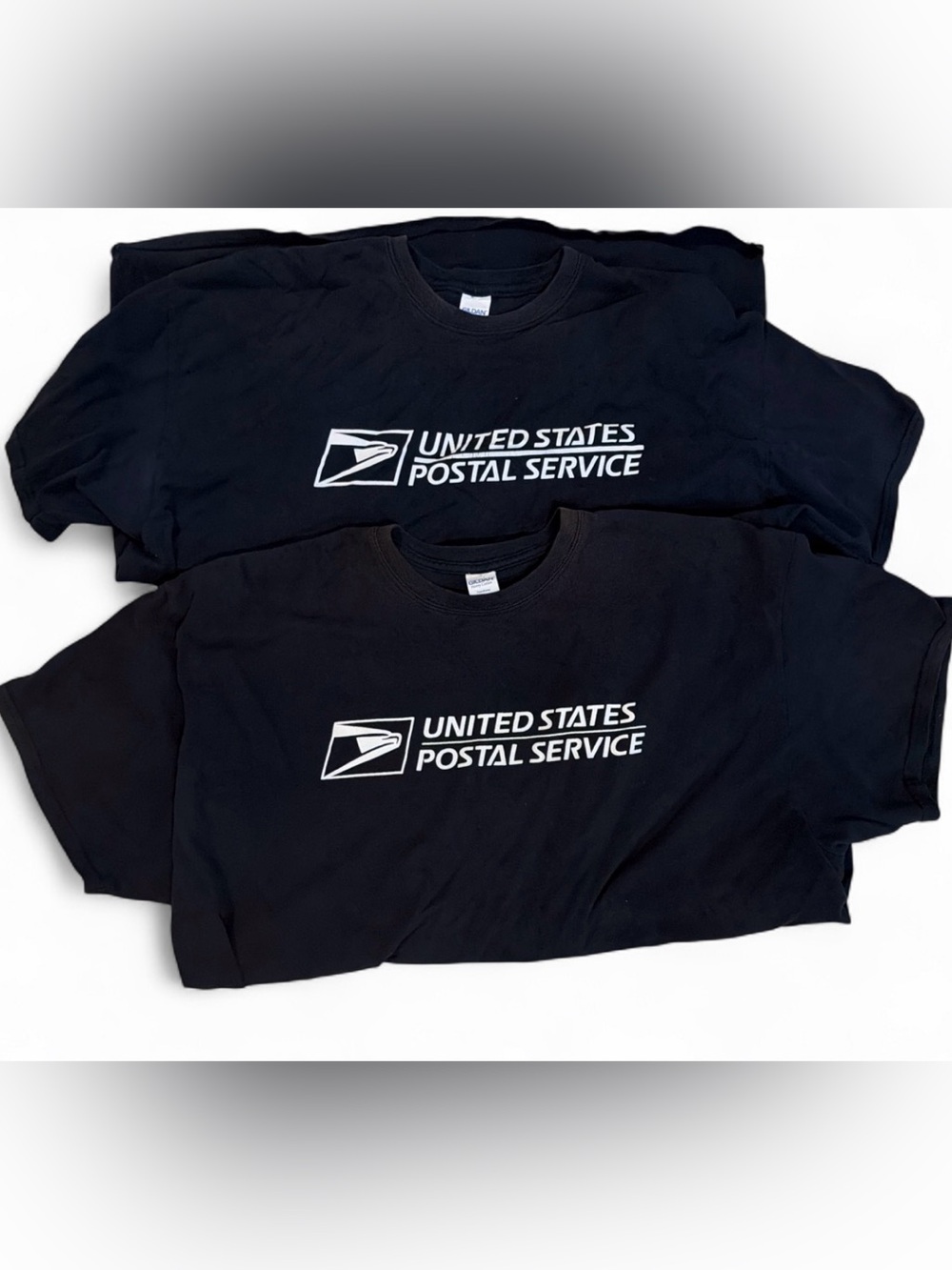 2 VTG USPS United States Postal Service Black T-Shirts Gildan 2XL Workwear Boxy